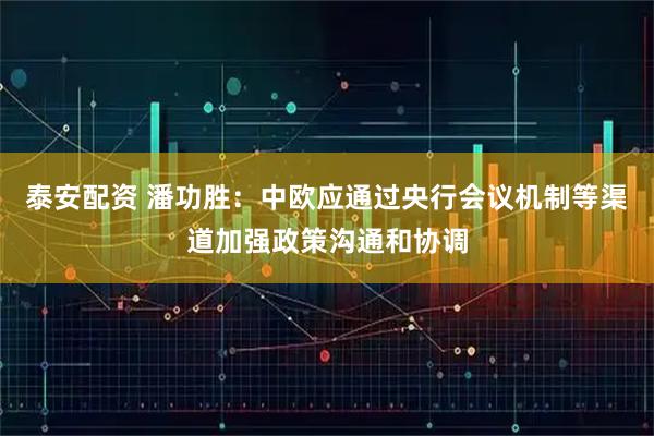 泰安配资 潘功胜：中欧应通过央行会议机制等渠道加强政策沟通和协调