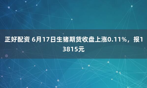 正好配资 6月17日生猪期货收盘上涨0.11%，报13815元